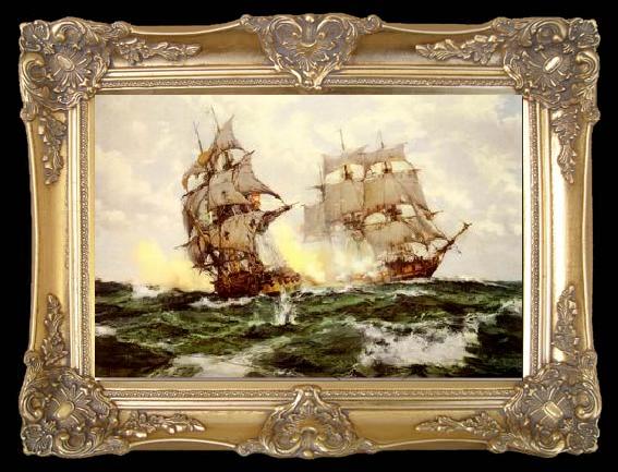 framed  unknow artist Seascape, boats, ships and warships. 130, TA216